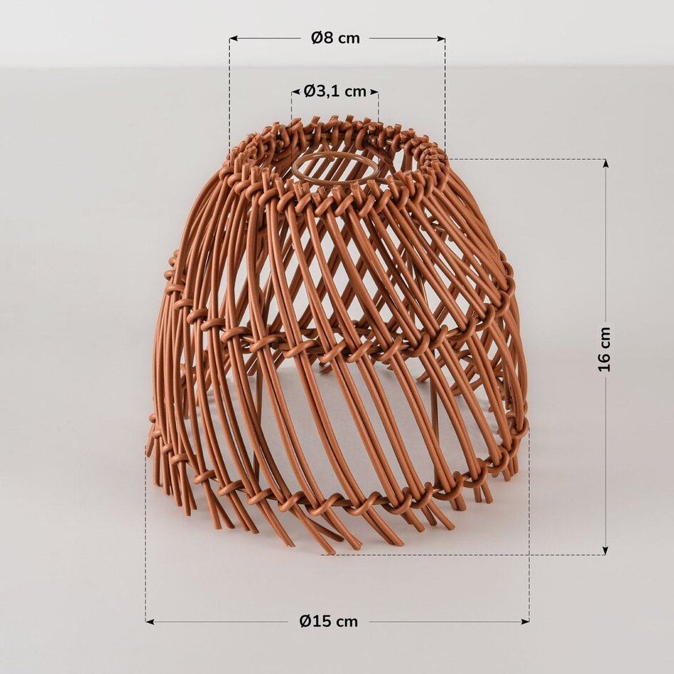 Lampskärm till ljusslinga i mörk träfärgad rottinglook