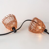 Lampskärm till ljusslinga i mörk träfärgad rottinglook