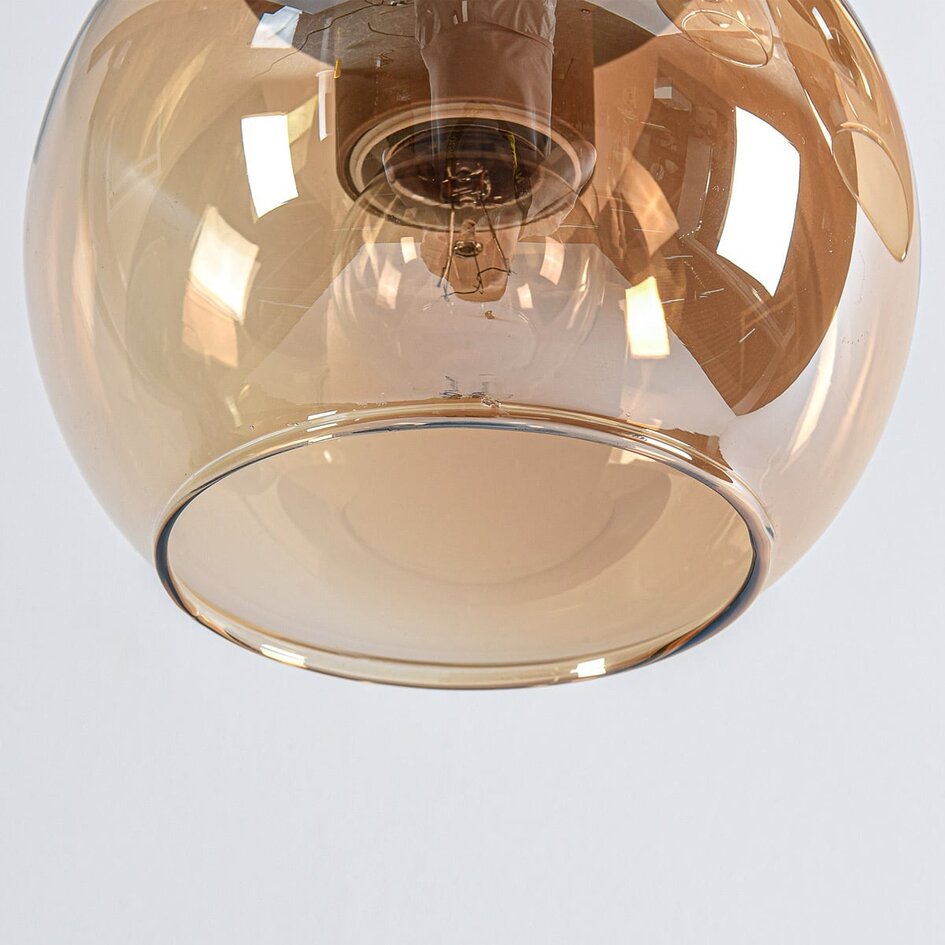 Taklampa Carato med 5 bärnstensfärgade glaskupor - beige