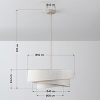 3-lågig taklampa Nerai - beige med linneskärmar i flera lager