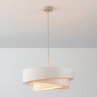 3-lågig taklampa Nerai - beige med linneskärmar i flera lager