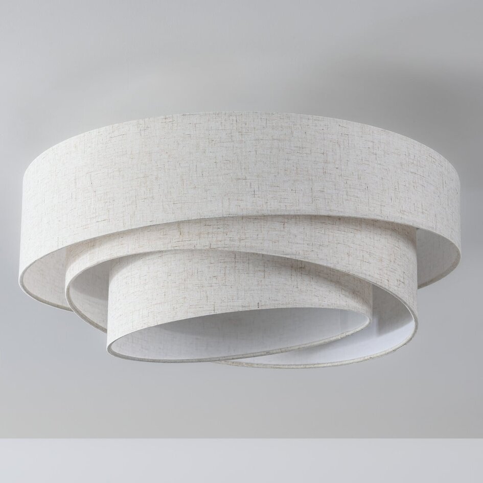 3-lågig taklampa Neroi - beige med skiktade linneskärmar