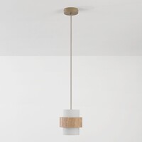 Hanglamp Yuki van travertin (natuursteen) met melkwit glas, 1-lichts in beige