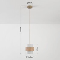Hanglamp Yuki van travertin (natuursteen) met melkwit glas, 1-lichts in beige