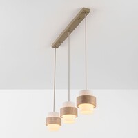 Hanglamp Flari van travertin (natuursteen) met melkwit glas, 3-lichts in beige