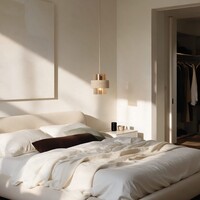 Hanglamp Yuki van travertin (natuursteen) met amber glas, 1-lichts in beige
