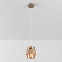 Pendellampa Yuki med travertin och bärnstensfärgat glas - beige