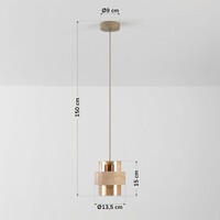 Hanglamp Yuki van travertin (natuursteen) met amber glas, 1-lichts in beige