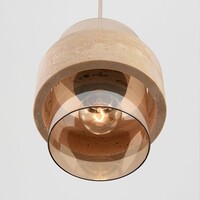 Pendellampa Yuki med travertin och bärnstensfärgat glas - beige