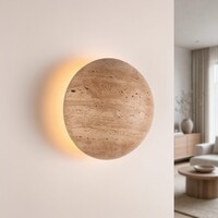 Wandlamp Jawie met travertin (natuursteen)