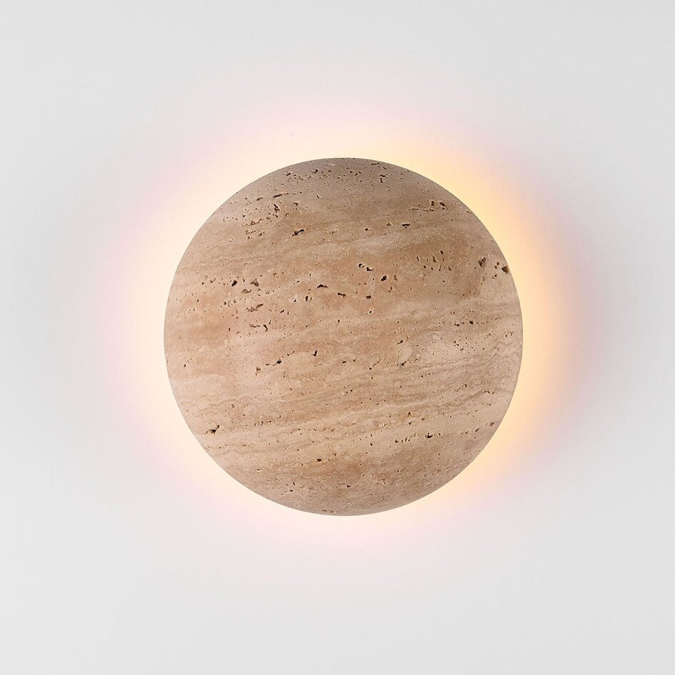 Wandlamp Jawie met travertin (natuursteen)