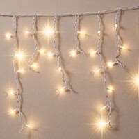 Kopplingsbar istappsbelysning | från 3 meter | 114 LED | varmvit med glitter | vit sladd | gummi