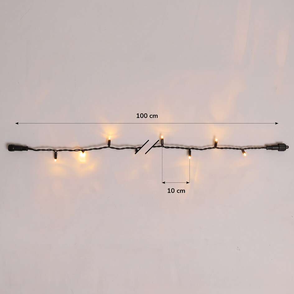 Kopplingsbar julbelysning | varmvit | från 10 meter med 100 LED | gummi