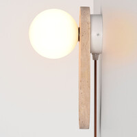 Wandlamp Dorie van travertin met glazen bol