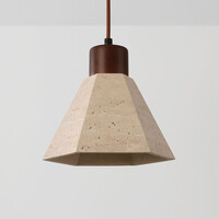 Hanglamp Petra van travertin en hout - bruin