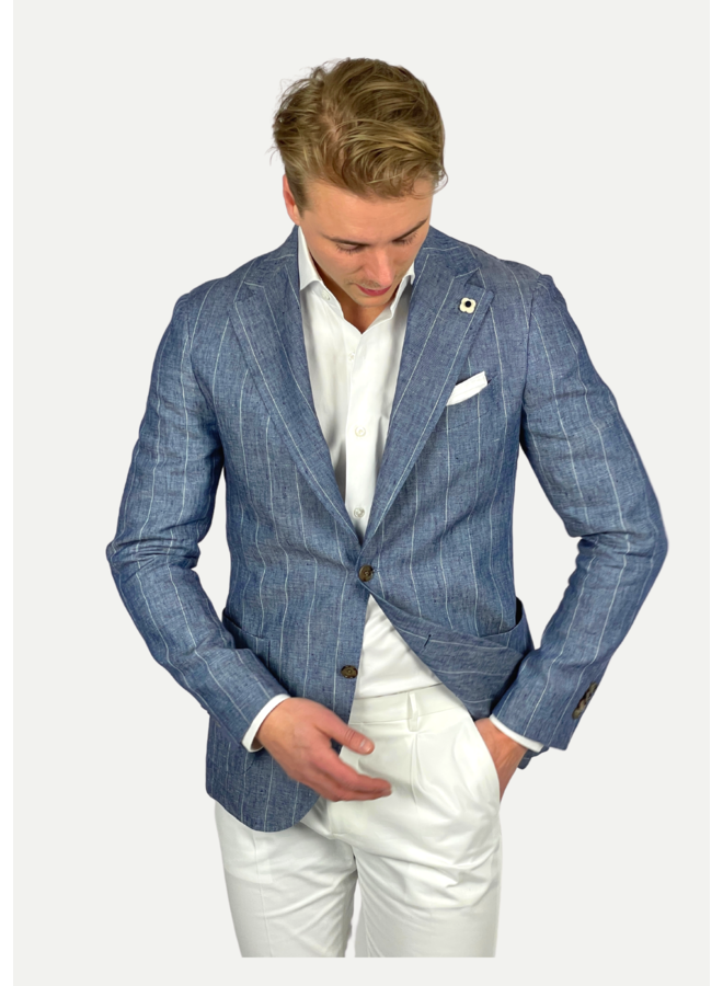 Lardini - Special line jacket linen - Pinstripe blue