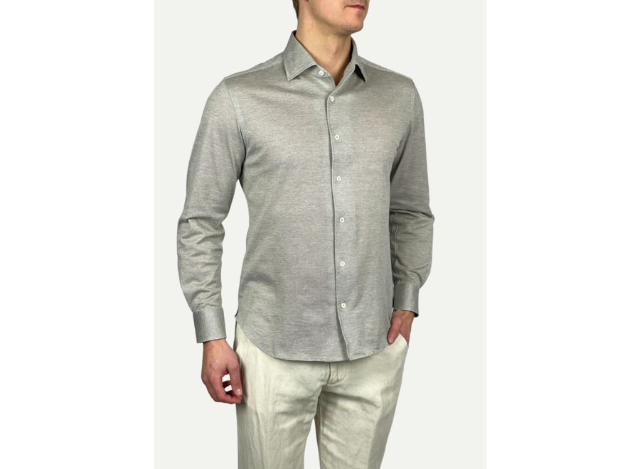 Corneliani - Piqué stretch oxford shirt - Taupe