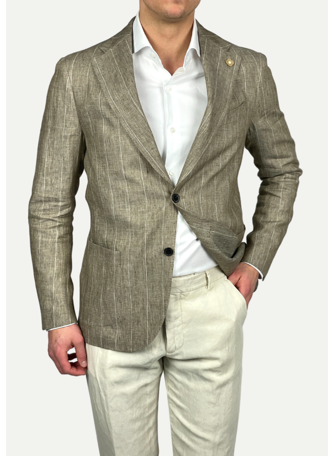 Lardini - Special line jacket linen - Pinstripe sand