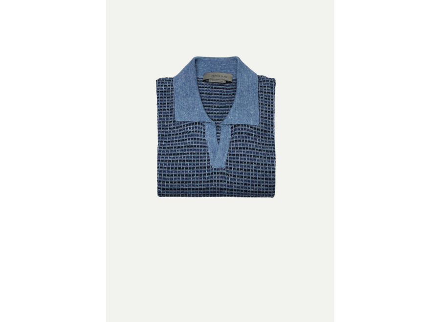 Corneliani - Polo silk/linen - Blue