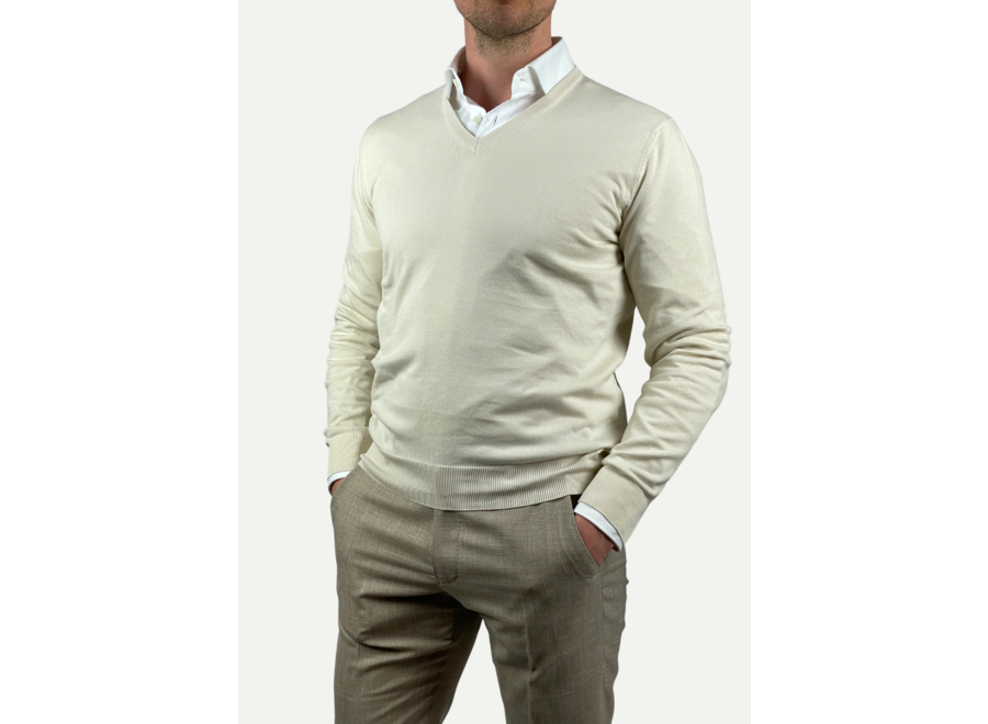 LES HOMMES D'AMSTERDAM - Cotton V-neck - Sand