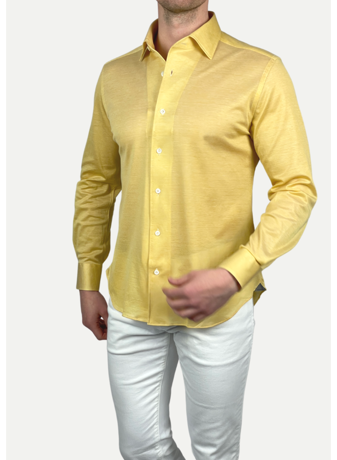 Corneliani - Piqué stretch oxford shirt - Yellow