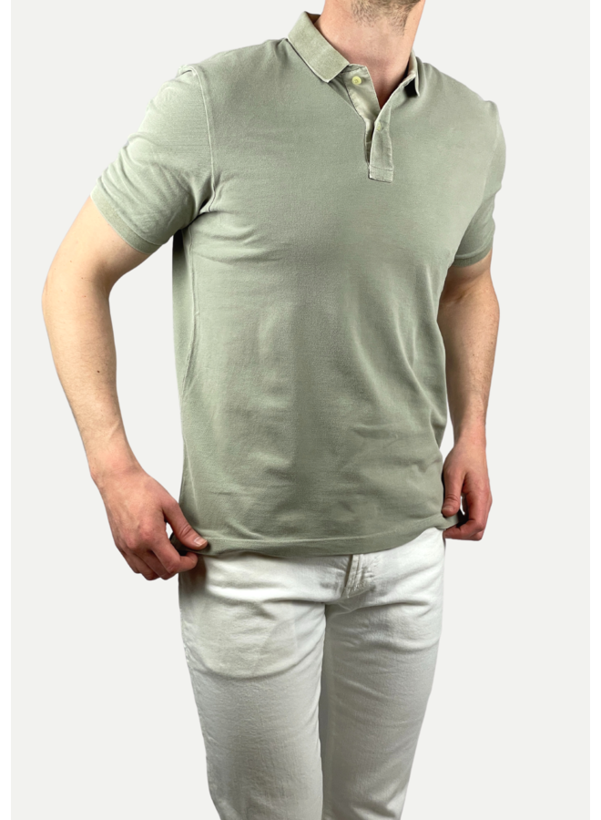 LES HOMMES D'AMSTERDAM - Polo washed cotton - Green