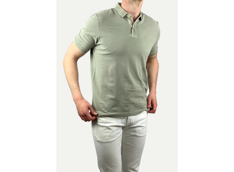 LES HOMMES D'AMSTERDAM - Polo washed cotton - Green