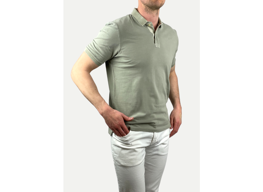 LES HOMMES D'AMSTERDAM - Polo washed cotton - Green