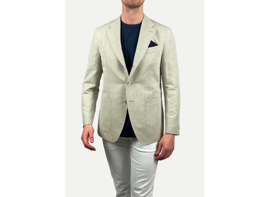 Caruso Aida herringbone jacket Sand LES HOMMES D AMSTERDAM