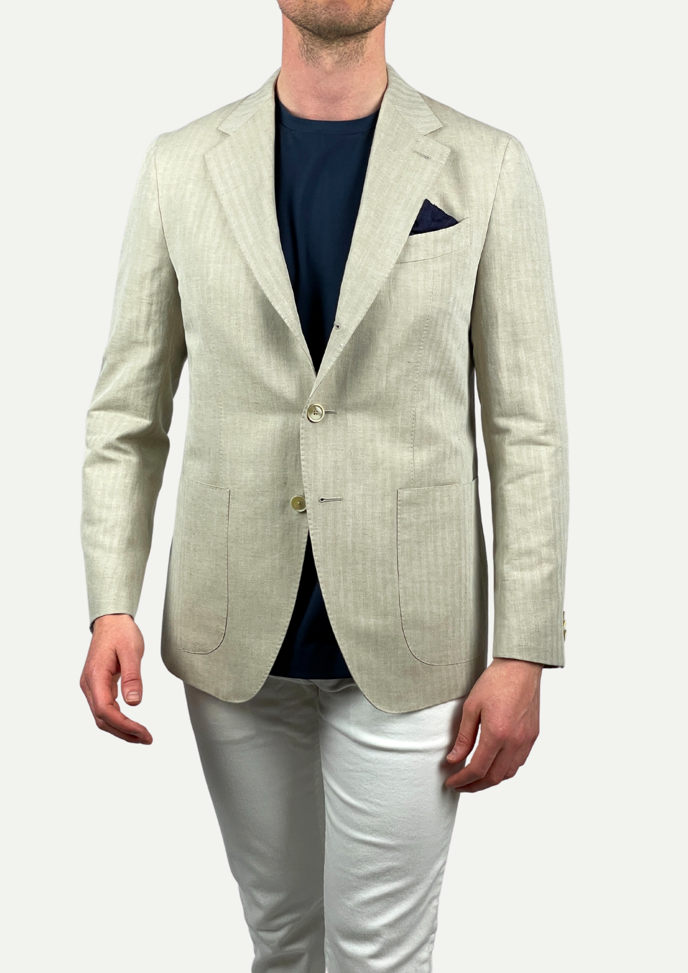 Caruso Aida herringbone jacket Sand