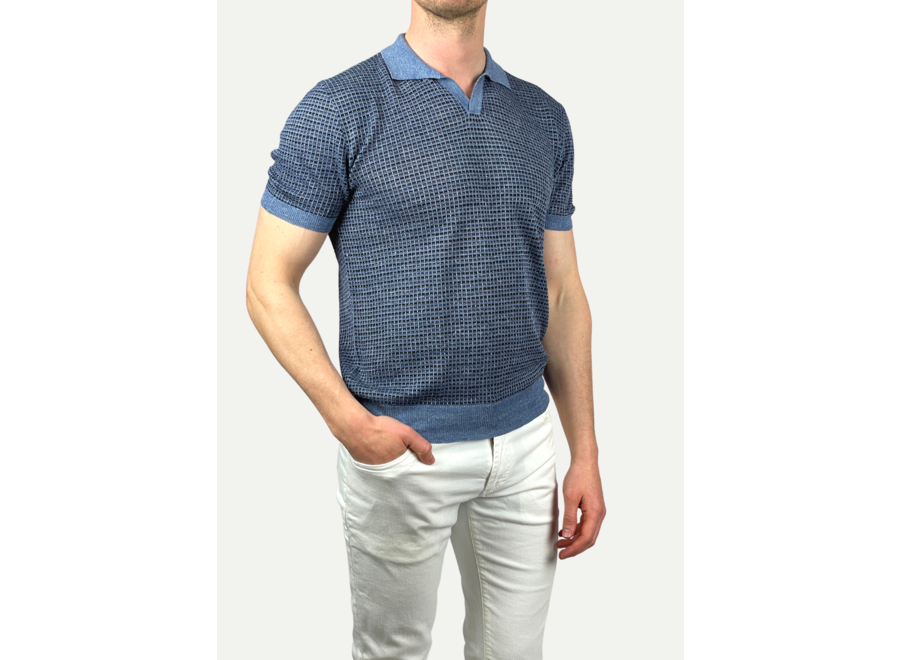 Corneliani - Polo silk/linen - Blue