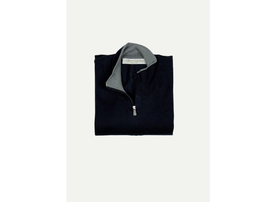 LES HOMMES D'AMSTERDAM - Zipper silk/cotton - Navy