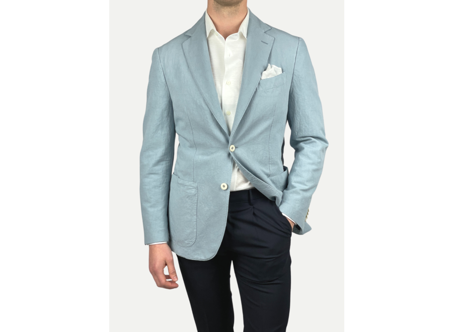 Caruso - Panarea jacket washed cotton/linen - Light blue