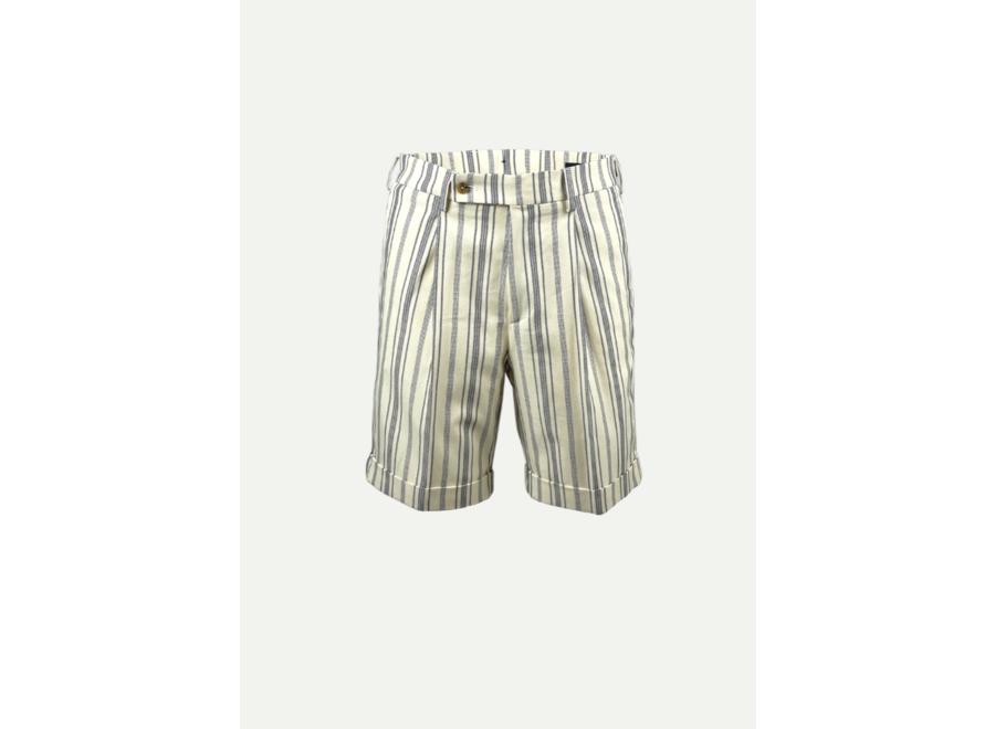 Berwich - Bermuda shorts one pleat - Blue stripes