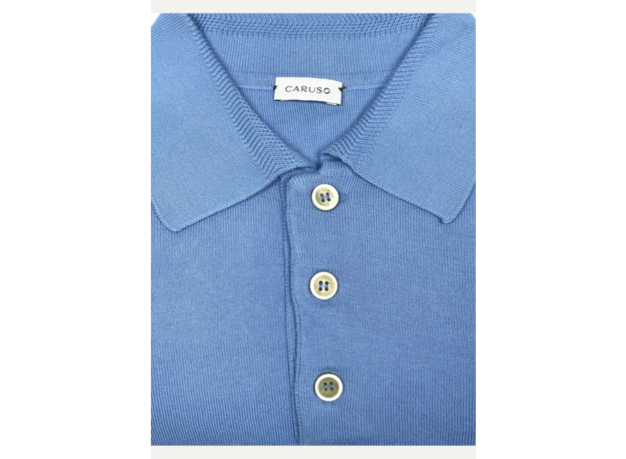 Caruso - Polo soft cotton - Light blue