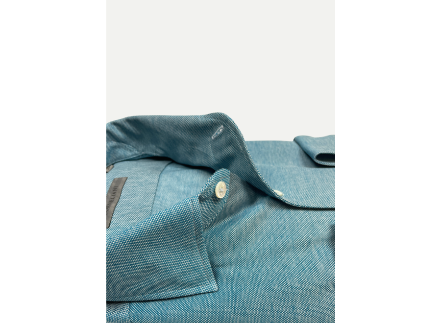 Corneliani - Piqué stretch oxford shirt - Paradise blue