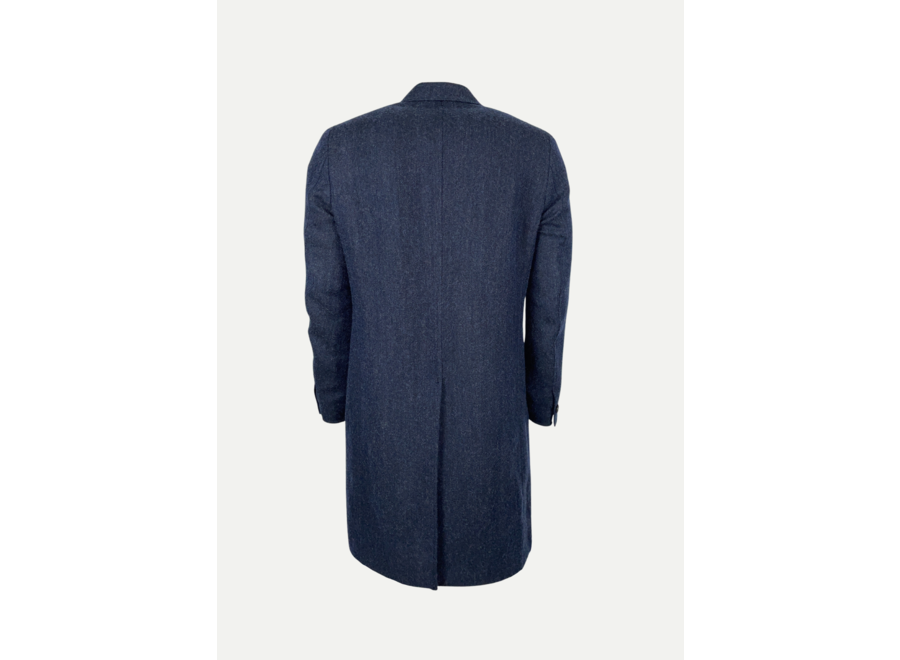 Caruso - Overcoat double breasted herringbone - Navy