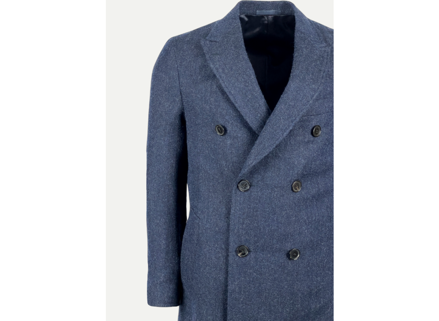 Caruso - Overcoat double breasted herringbone - Navy