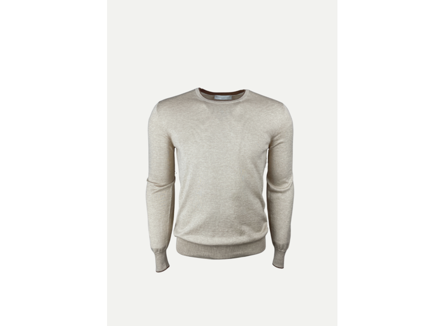 Round neck long sleeve - Cotton/silk - Taupe