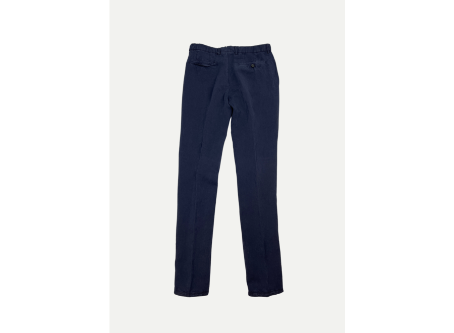 Berwich - Trouser one pleat slim fit linen - Navy
