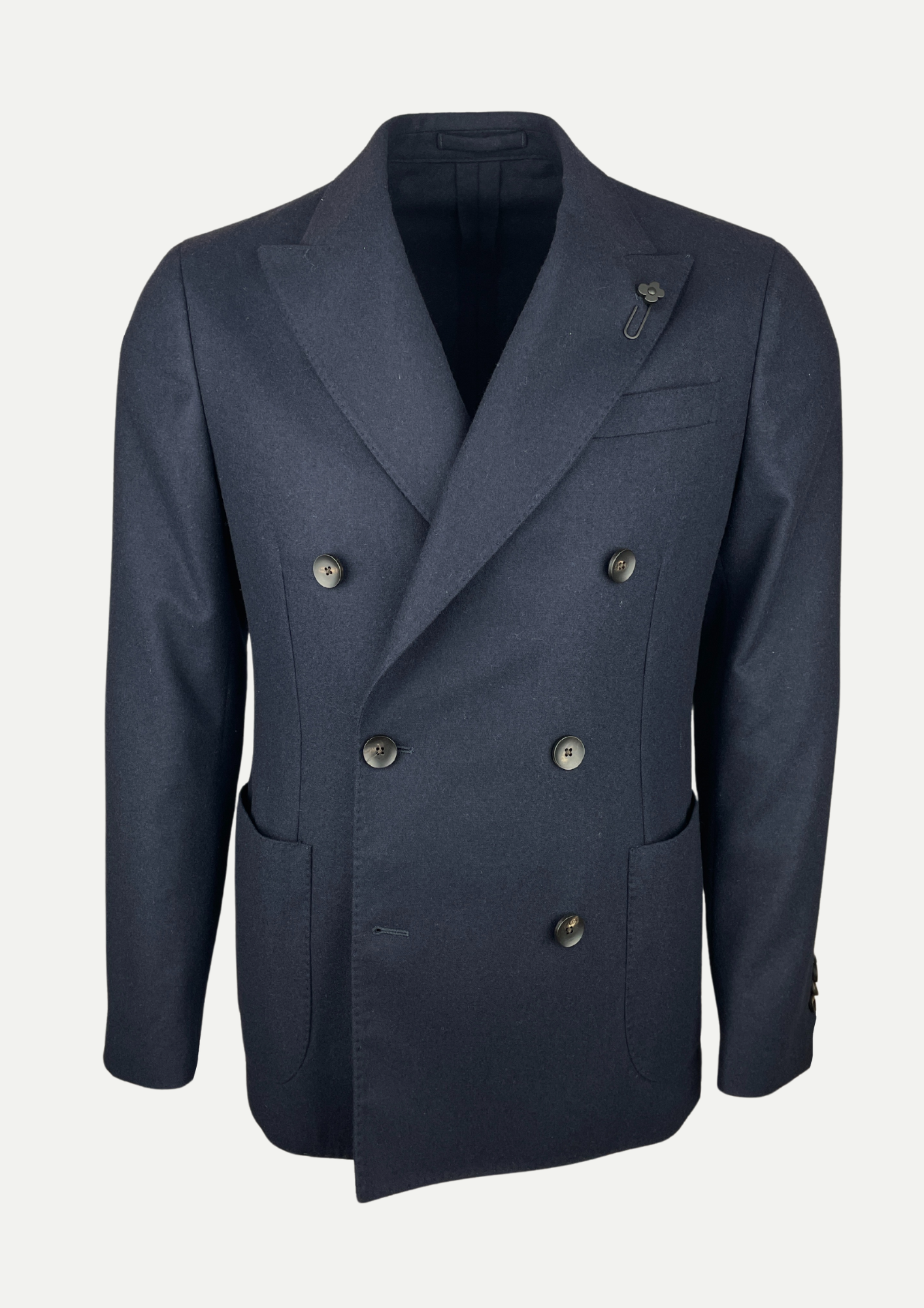 Lardini - Jacket double breasted wool cashmere - Navy - LES HOMMES ...