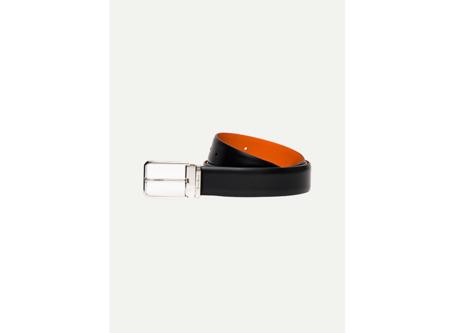 Santoni - Polished leather adjustable belt - Black