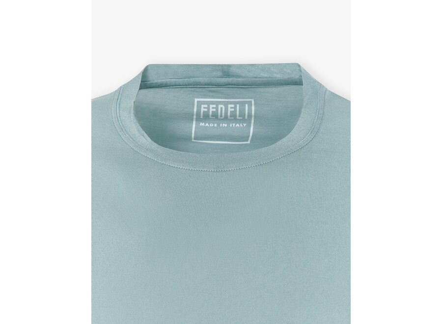 Fedeli - T-shirt superlight cotton - Washed Turquoise