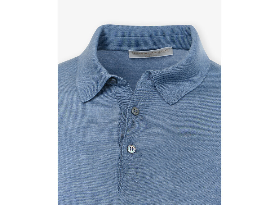 LHDA - Polo long sleeve silk and summer wool - Light blue
