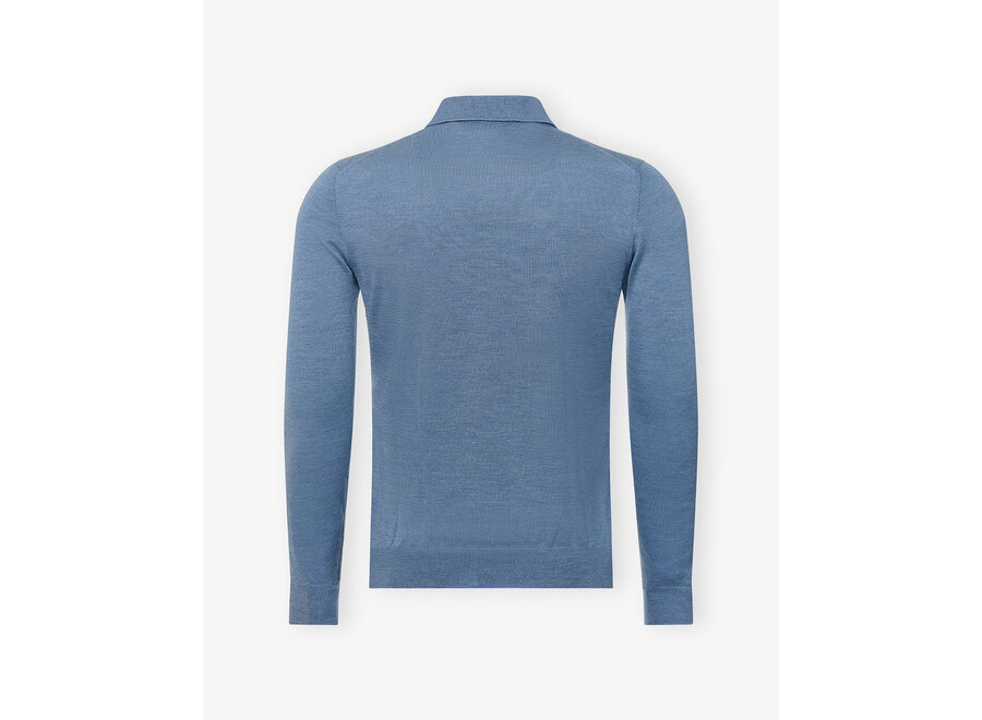 LHDA - Polo long sleeve silk and summer wool - Light blue