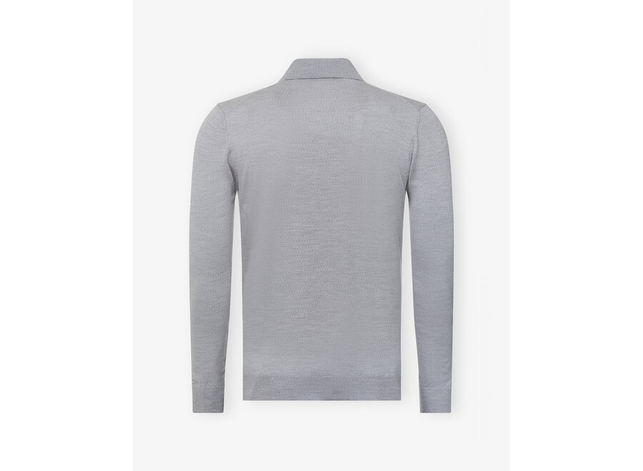 LHDA - Polo long sleeve - Extrafine merino wool - Light grey