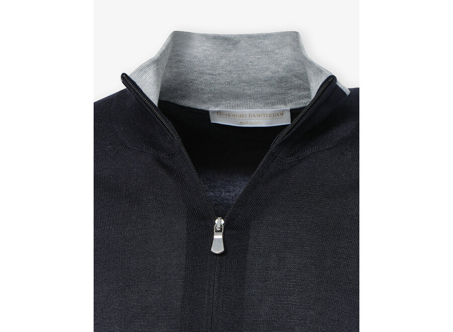 LHDA - Vest full zip silk and cotton - Navy