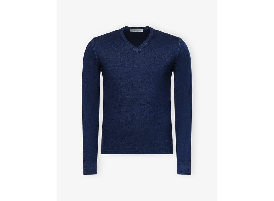 LHDA - V- neck virgin summer wool - Washed navy