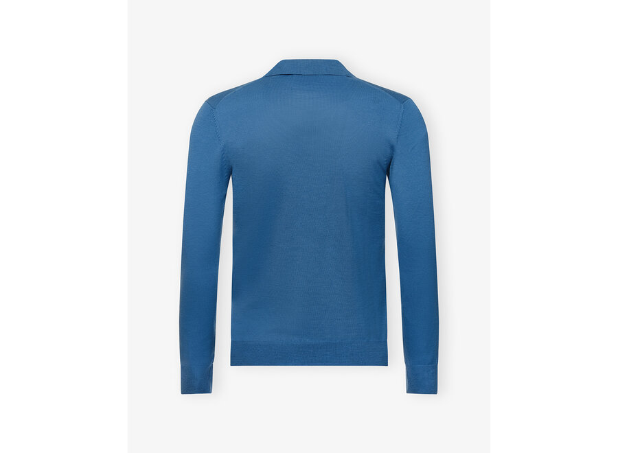 LHDA - Polo long sleeve - Extrafine Merino wool - Blue