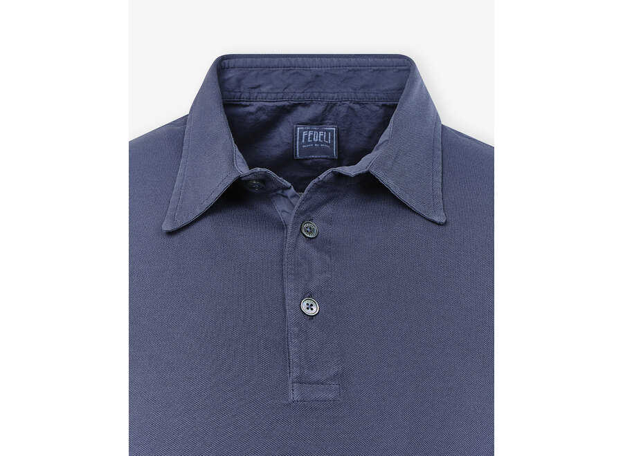 Fedeli - Polo short sleeve - light pique - Washed blue